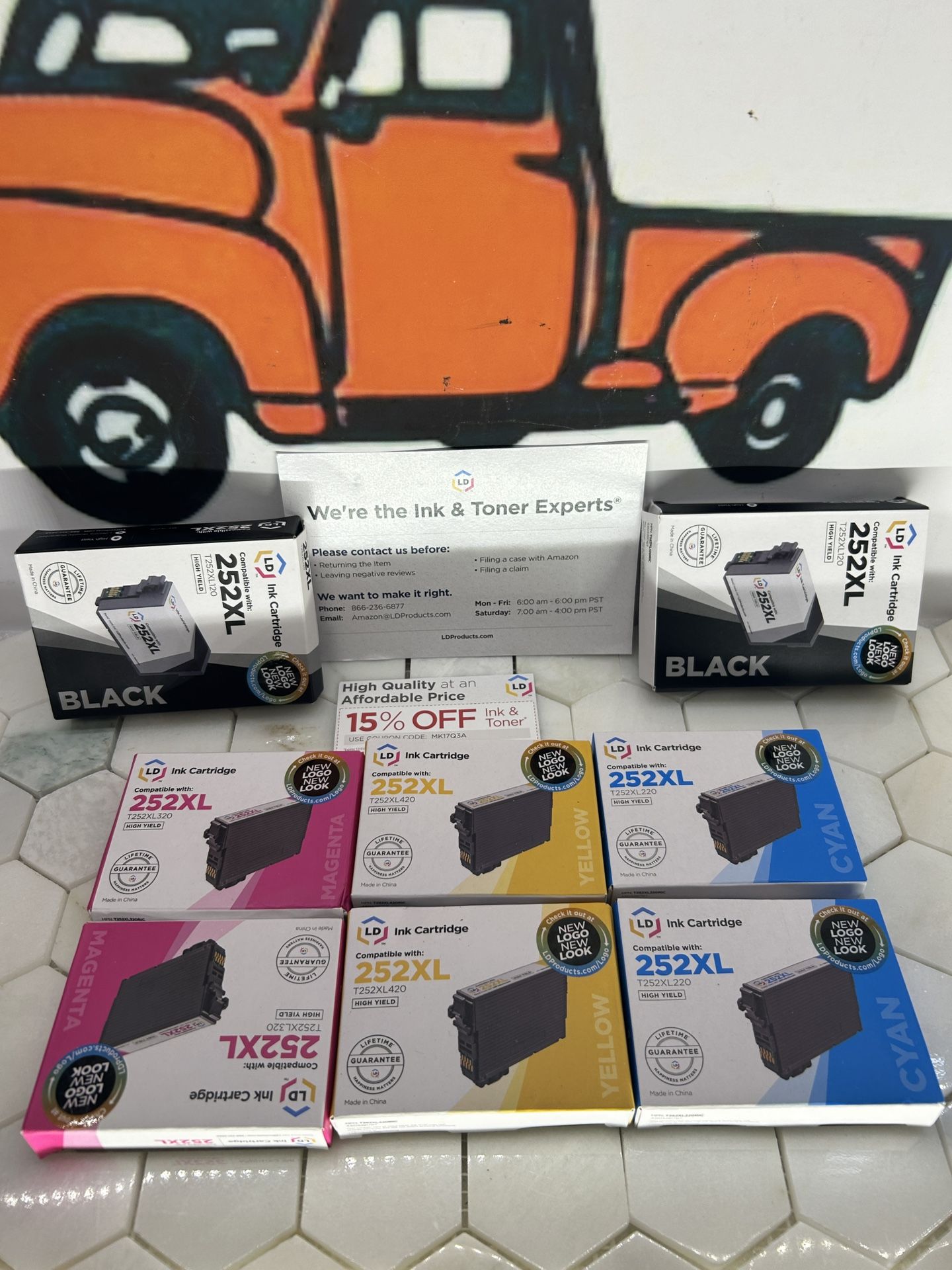 Printer Ink LD Products Epson 252XL High Yield Ink Cartridge Replacements 8pack (BCMY)