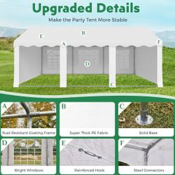 20' x 20' Canopy Party Tent & Carport - Heavy Duty Outdoor Wedding Gazebo with 4 Sand Bags, Event Shelter Canopy for Outdoor Event, Wedding, Birthday 