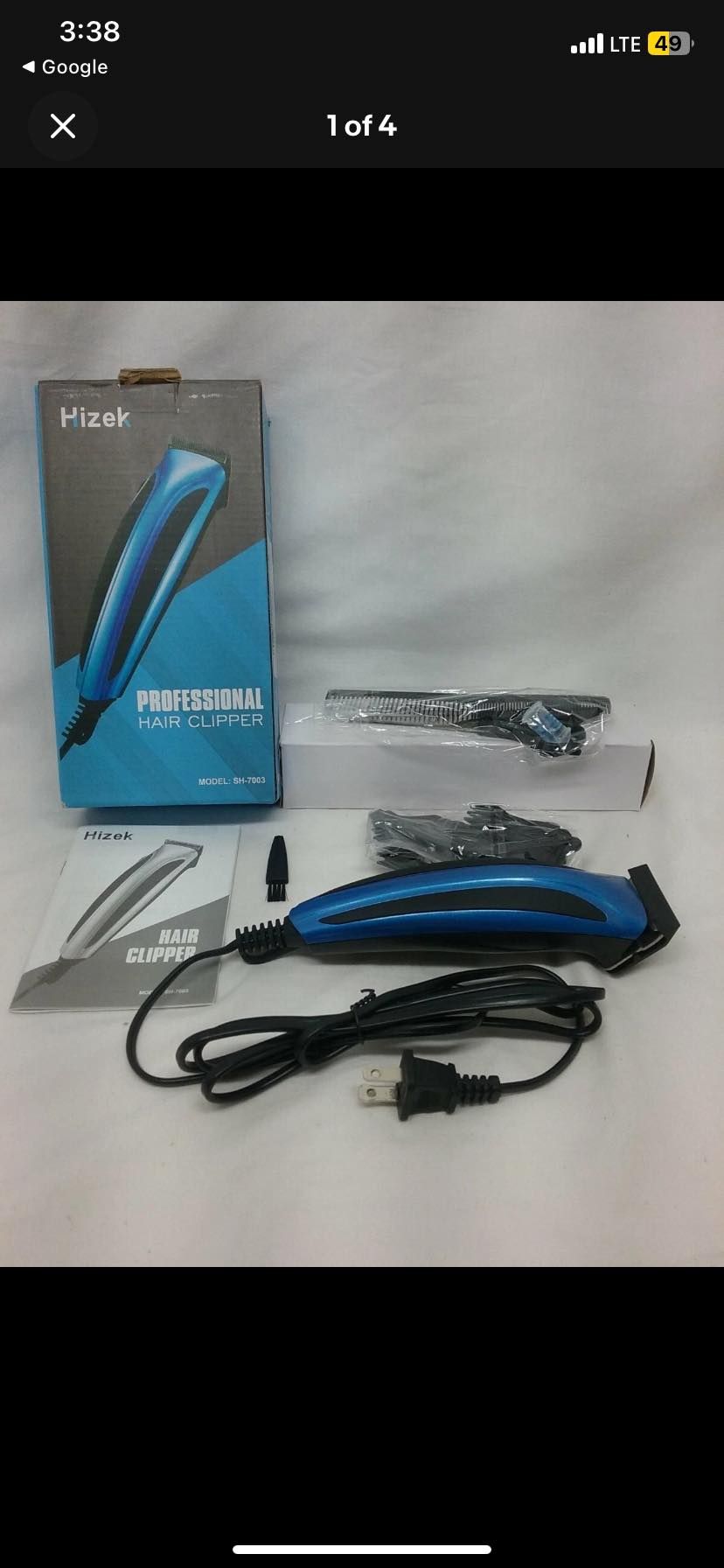 Professional Hair Clippers. Comes with 4 comb attachments, scissors, and comb