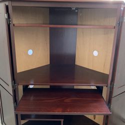 Corner Desk Enclosed Doors For Private Chest Style Office Work Station Real Cherry Wood! 