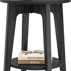 VASAGLE Round Side Table with Lower Shelf, End Table for Small Spaces, Nightstand for Living Room, Bedroom, Black ULET283T22