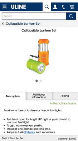 ULINE Collapsible Lantern Set - Outdoor/Camping Lights