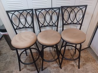 Bar Stools 3 Swivel adjustable, tan seat