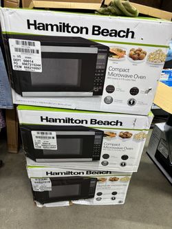 Hamilton Beach 0.9 Cu ft Countertop Microwave Oven, 900 Watts, Black Stainless Steel, microondas