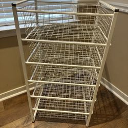 5 Drawers White Storage Rack