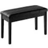 Solid Wood PU Leather Piano Bench Padded Double Duet Keyboard Seat Storage Brown hw60296cf