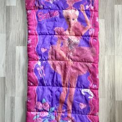 Vtg 1995 BARBIE Mattel Kids Zip Up Sleeping Bag. Good Condition, See All Pics 