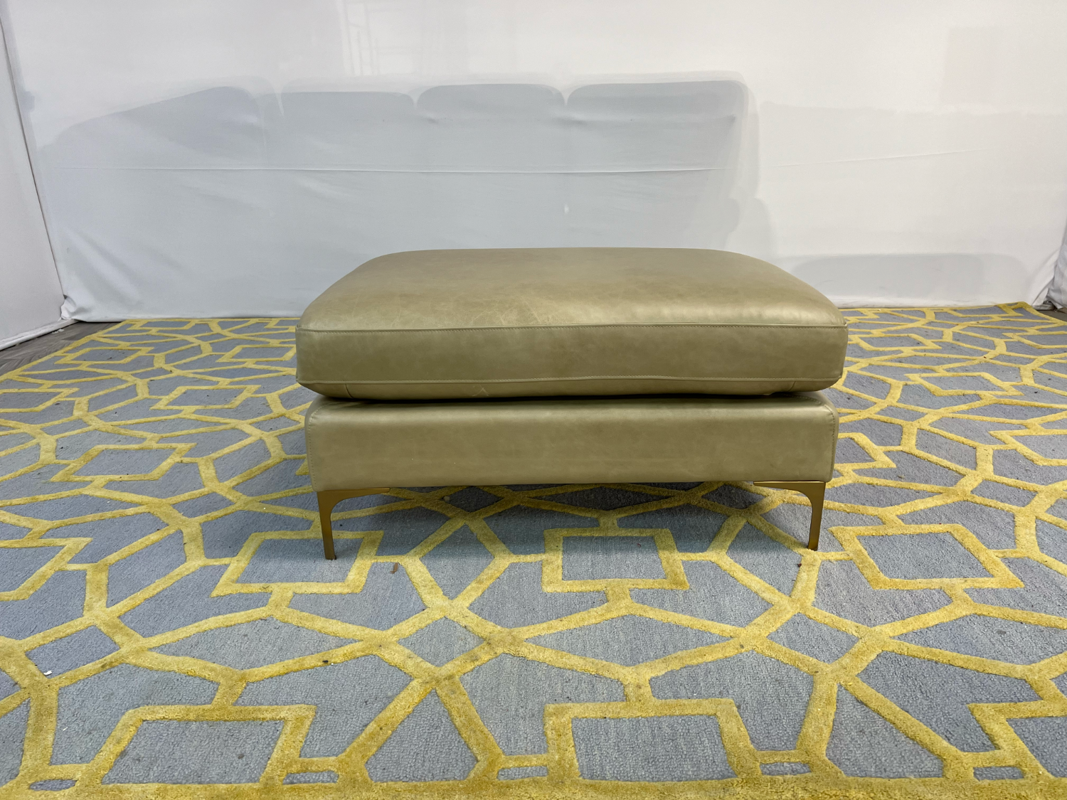 ( Delivery Available ) Interior Define Gaby Square Beige Ottoman