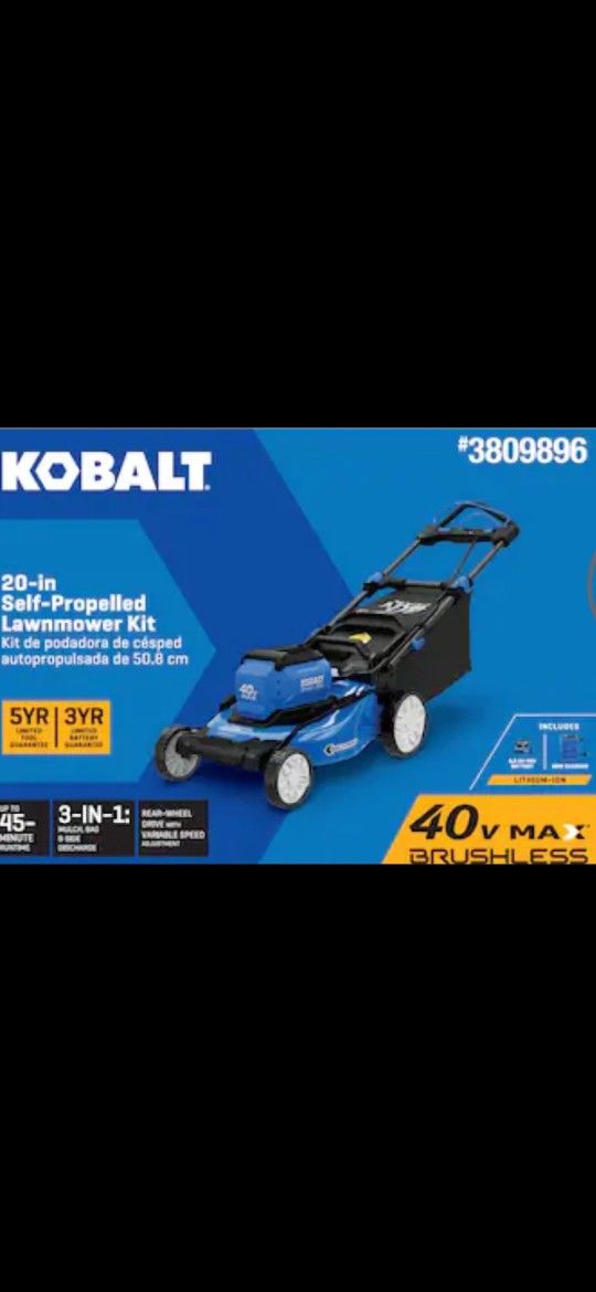 NEW
Kobalt Gen4 40-Volt Max Brushless Motor Self Propelled Included(Battery & Charger Included)