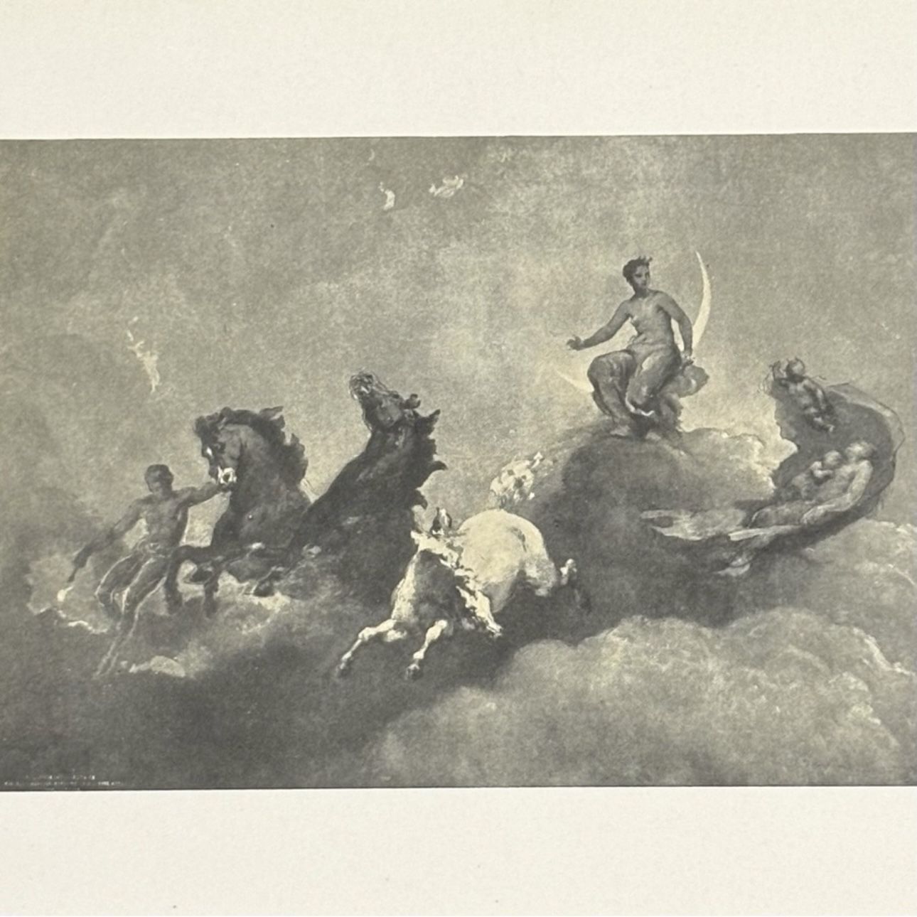 William Holman Hunt FLIGHT OF NIGHT Fine Art Print 1908 Vintage Original Boston, MA Printed Collectible ENGLAND ENGLISH ARTIST Ephemera