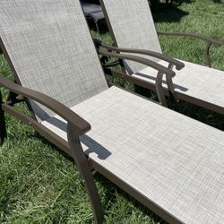 New Set Of 2 All Weather Aluminum Outdoor Patio Pool Chaise Lounge Chairs Beige 