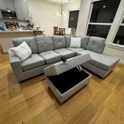 L-Sectional Sofa with Storage Ottoman (FREE DELIVERY)