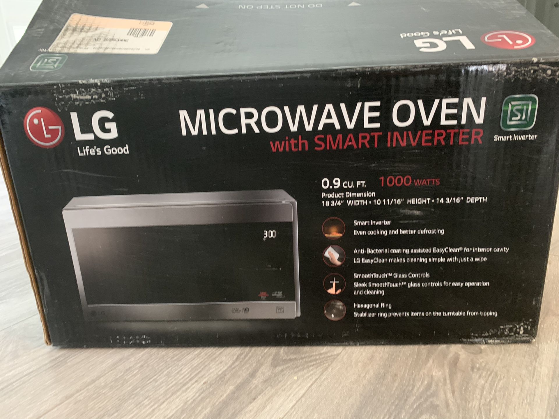 Lg microwave oven with smart inverter 1000 watts 0.9 cu ft