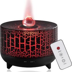 Volcano Humidifier Flame Essential Diffuser: 300ml Flame Oil Diffuser with 7 Colors Flame Light Waterless Auto-Off Scent Flame Humidifier with Remote 