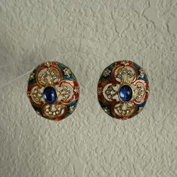 Women’s vintage colorful round stud earrings 