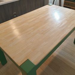 Solid Wood Dining Table – Hand Painted Green Legs – 58.5” x 35”