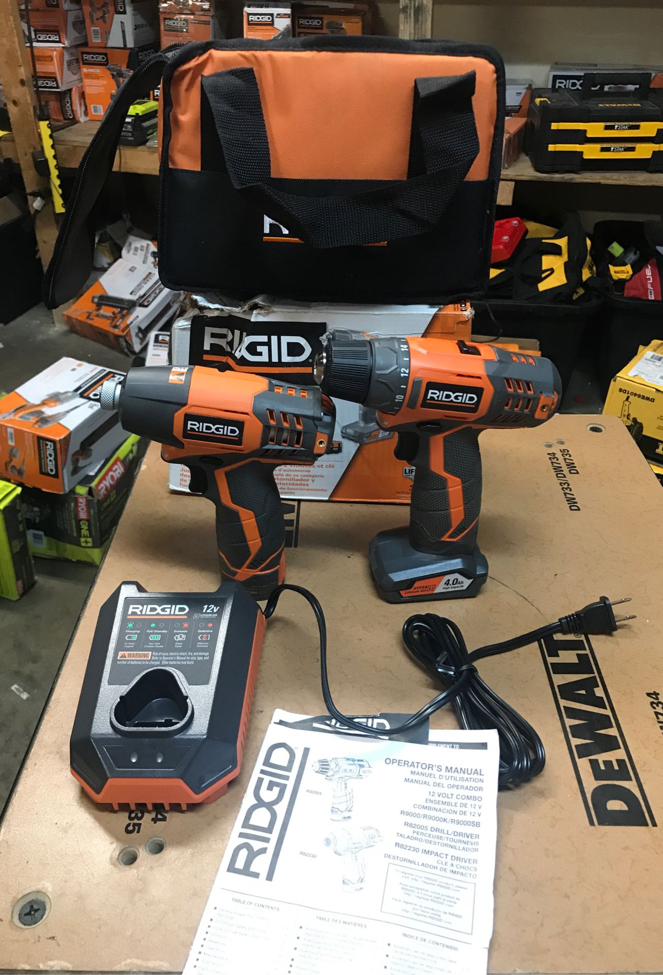 RIDGID 12-Volt Lithium-Ion Cordless Drill/Driver and Impact Driver Combo Kit with 2-Batteries, Charger and Bag