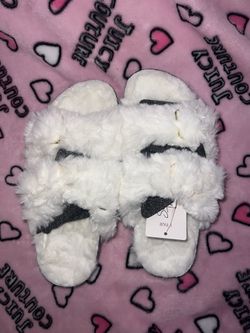 White Fur Slippers