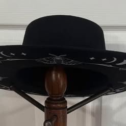 Black Modern Witch Hat with White Mystic Symbols Costume just $5 