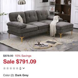 Simple And Stylish Three-Seat Sofa, Indoor Modular Sofa - Dark Grey 500$ OBO