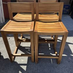 Set of 4 Santa Monica 30" Teak Patio Bar Stool from Chic Teak- Retail: $1299.  