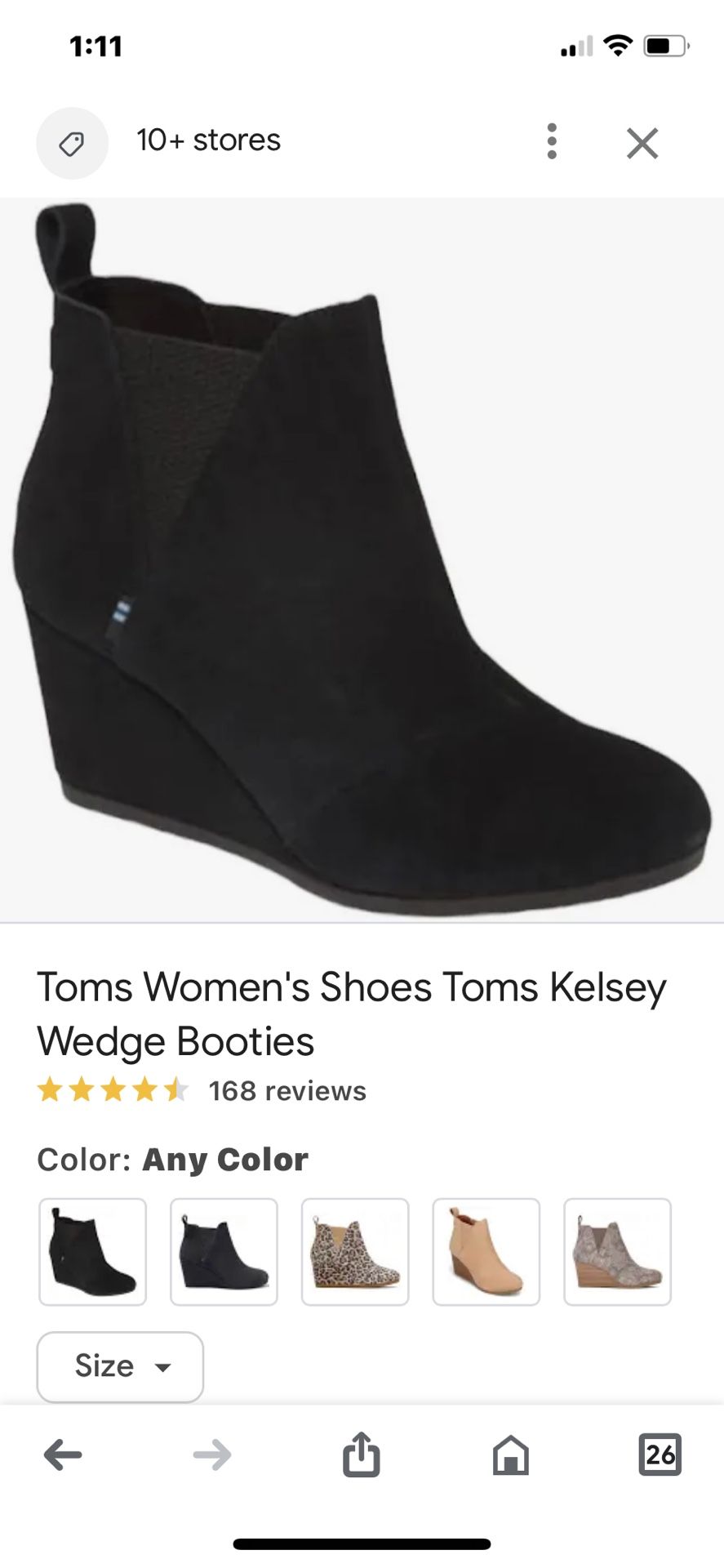 Toms Kelsey Black suede Booties