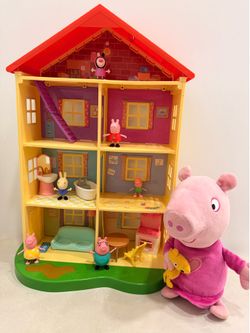 Peppa Pig House Playset Lot with Figures & Talking Plush