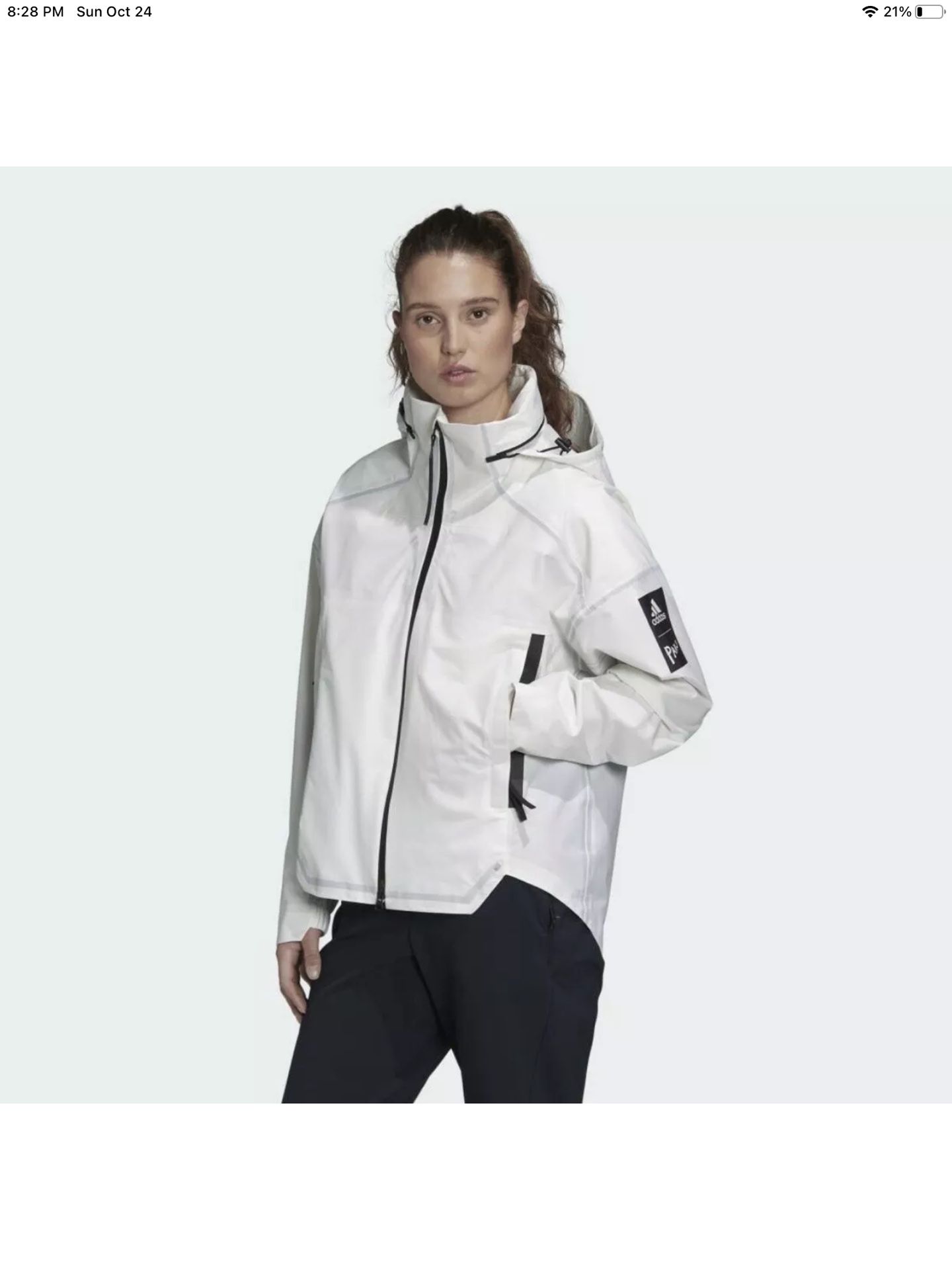 Adidas MYSHELTER Parley R.R women's M waterproof rain outdoor jacket white