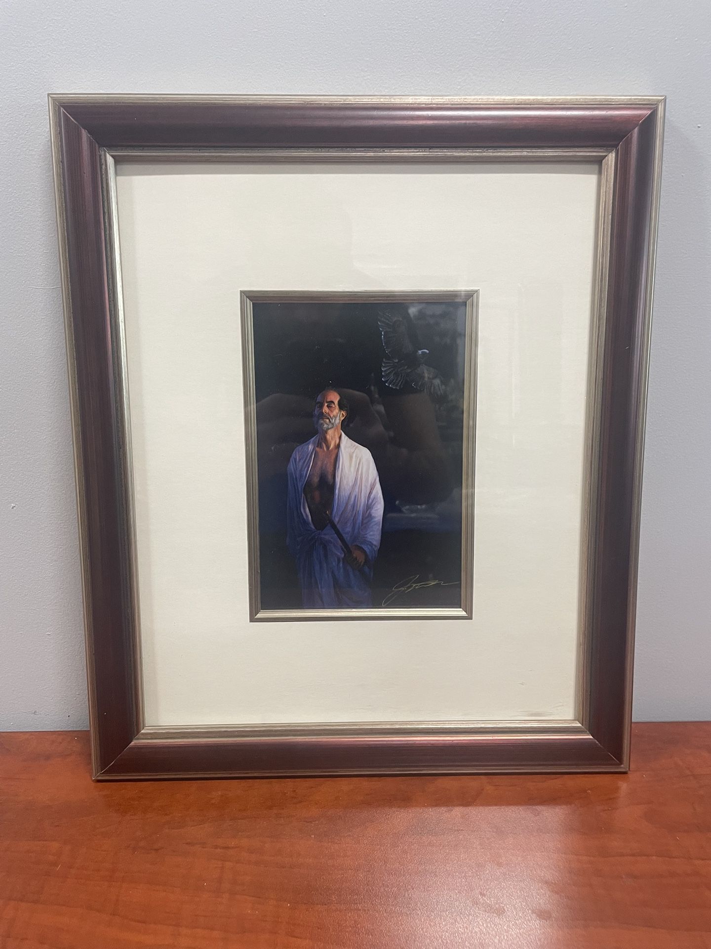 Wood Framed Bearded Man In Robe Art Print