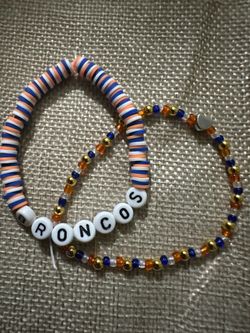 Broncos Beaded Bracelet Set of 2