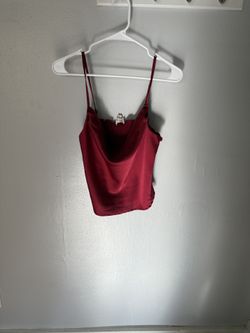 Red satin cowl top
