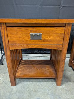 TRADEWINS Brown Wood Nightstand with Drawer and Open Shelf