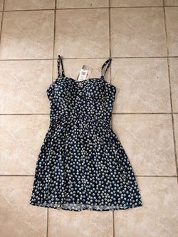Navy Daisy Print Mini Dress with Tags