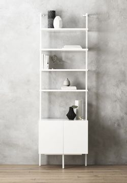 CB2 Stairway White bookcase with cabinet wall mounted NEW IN BOX - HAVE 7