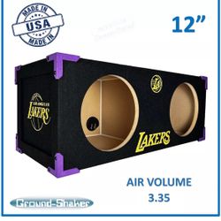 12” Sub Box Dual Sealed Subwoofer Enclosure Ground Shaker Box Car Audio Lakers