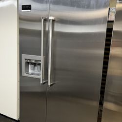 Viking 48”Wide Built In Side By Side Stainless Steel Refrigerator 