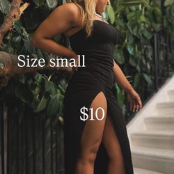 Leg Slit Black Dress 