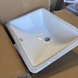   Durable Rectangle Undermount Sink Vitreous Ceramic Lavatory Vanity Bathroom Restroom Sink Pure White  18.5 x14 inch ——