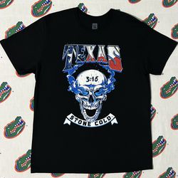 Mens Harley Davidson Vintage Style WWE Stone Cold Steve Austin Flames Skull Graphic Tee Tshirt Size XL