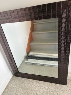 Large Wall Mirror with Dark Mosaic Frame