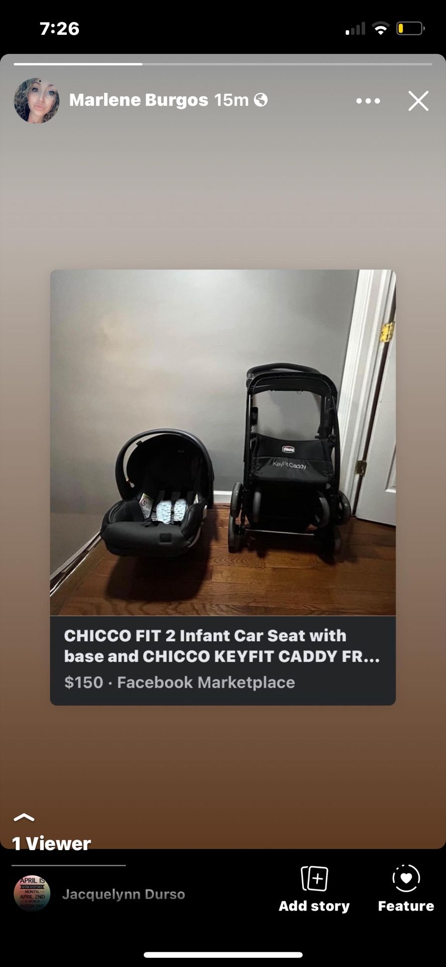 CHICCO Car Seat, Base And caddy Stroller