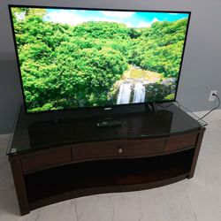Tv Stand With Glass Top And One Drawer.