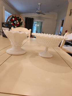 Milk glass candy dishes