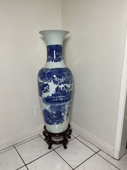 Large Blue and White Chinese Vase-Asian Blue Vase($450 with stand )