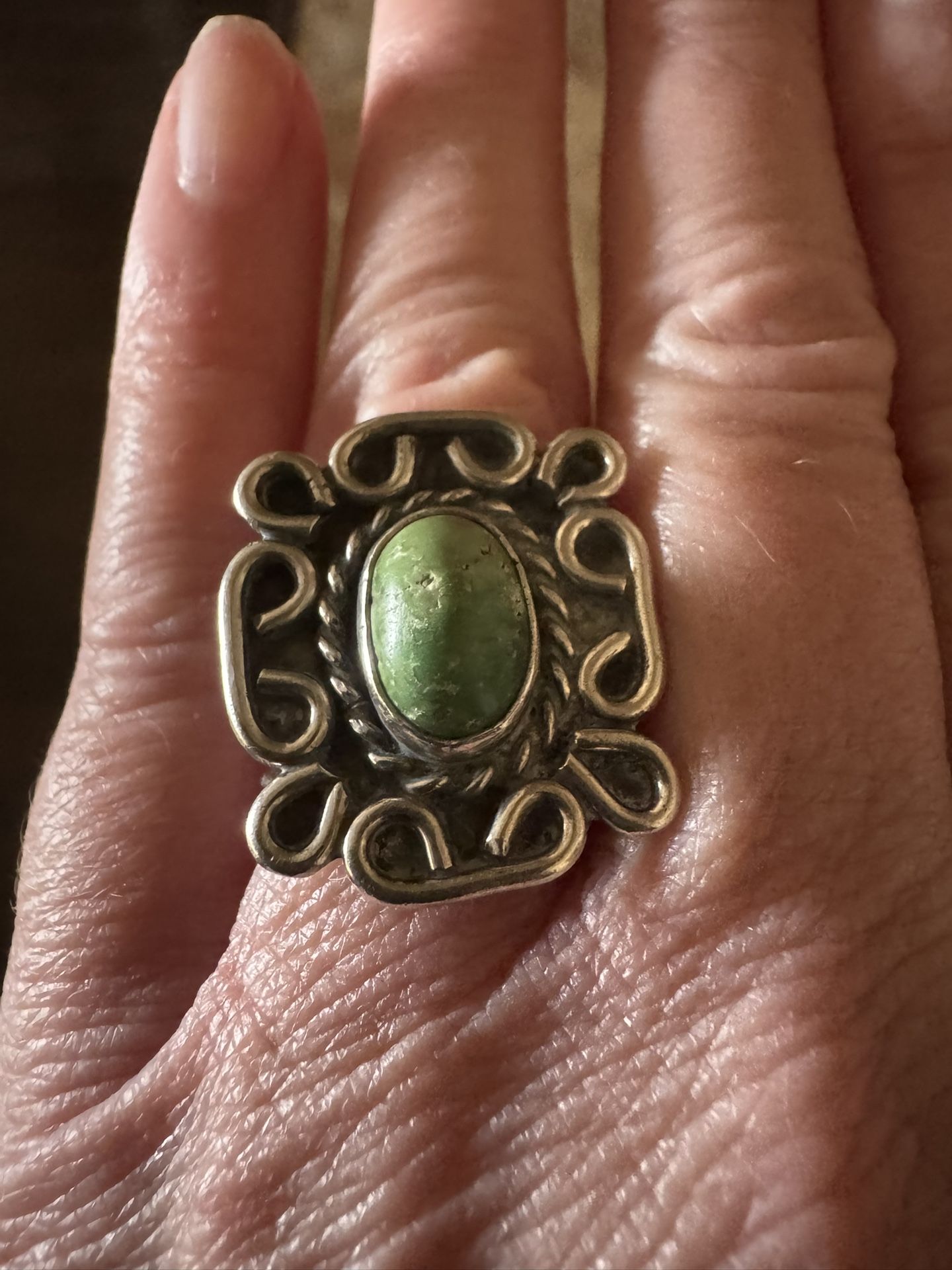 Sterling Silver & Green Turquoise Ring $48