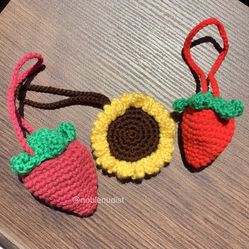 🍓🌻 Strawberry & Sunflower Pouches To Store Airpods & Trinkets — 100% Handmade 
