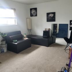 Sectional Black Leather Furniture