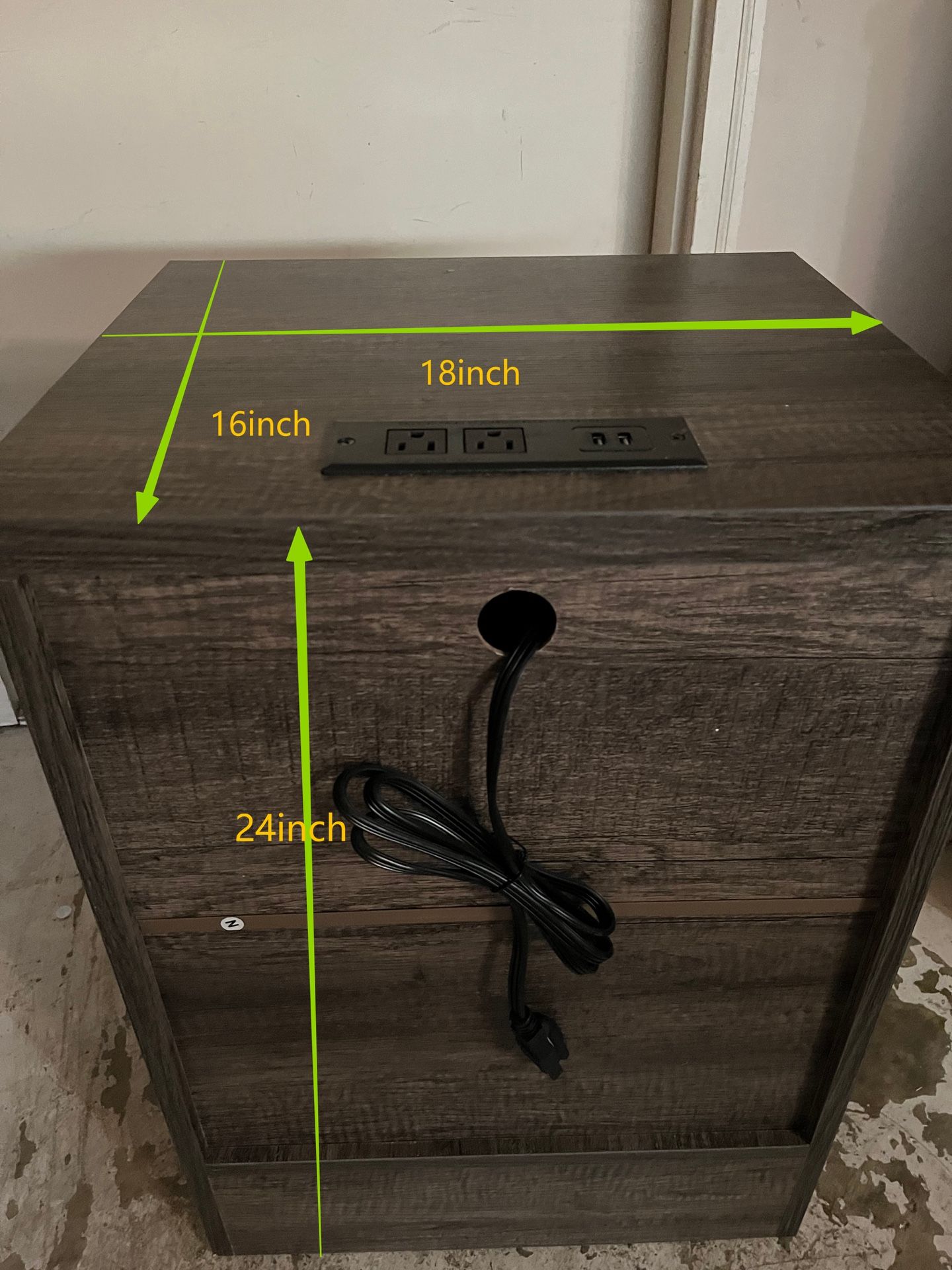 2 Drawer Nightstand With Charging Station