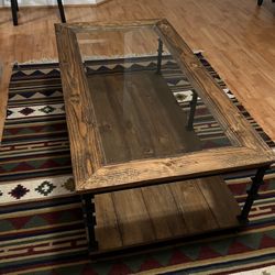 Haverty’s Glass And Wood Two Tier Coffee Table