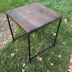 Wooden And Metal End Table 